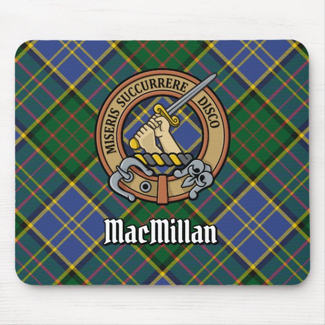 Clan MacMillan Crest over Hunting Tartan Mouse Pad (Front)