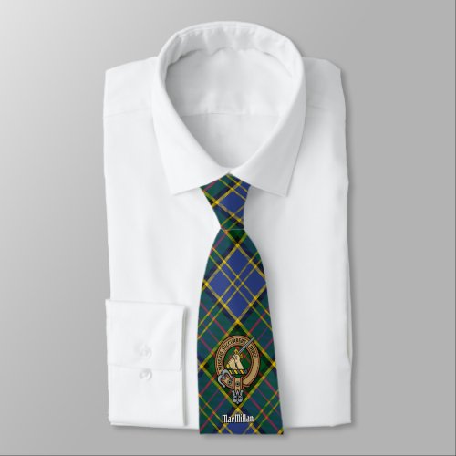 Clan MacMillan Crest over Hunting Tartan Neck Tie