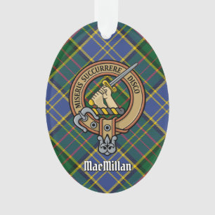 Clan MacMillan Crest over Hunting Tartan Ornament