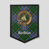 Clan MacMillan Crest over Hunting Tartan Pennant
