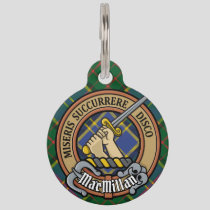 Clan MacMillan Crest over Hunting Tartan Pet ID Tag