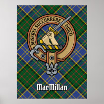 Clan MacMillan Crest over Hunting Tartan Poster