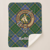 Clan MacMillan Crest over Hunting Tartan Sherpa Blanket