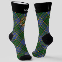 Clan MacMillan Crest over Hunting Tartan Socks