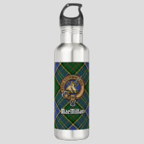 Clan MacMillan Crest over Hunting Tartan Stainless Steel Water Bottle