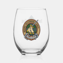 Clan MacMillan Crest over Hunting Tartan Stemless Wine Glass
