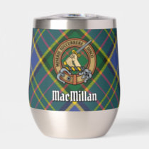 Clan MacMillan Crest over Hunting Tartan Thermal Wine Tumbler