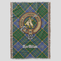 Clan MacMillan Crest over Hunting Tartan Throw Blanket