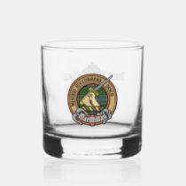 Clan MacMillan Crest over Hunting Tartan Whiskey Glass