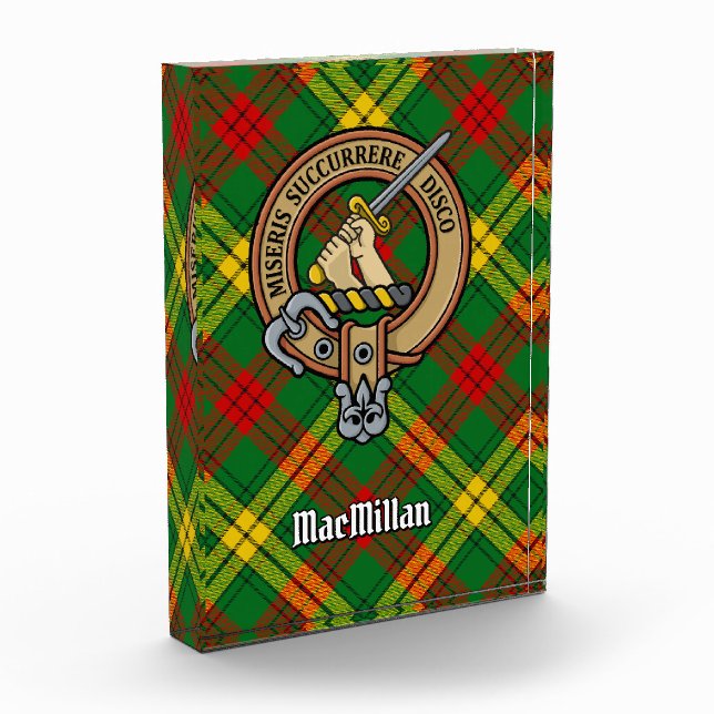 Clan MacMillan Crest over Tartan Acrylic Award (Left)