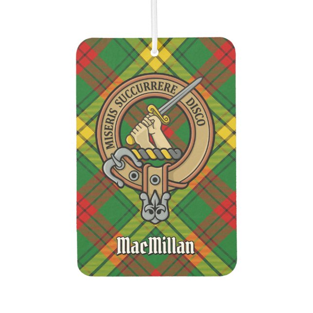 Clan MacMillan Crest over Tartan Air Freshener (Front)