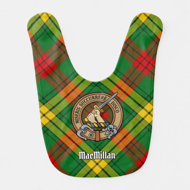 Clan MacMillan Crest over Tartan Baby Bib (Front)