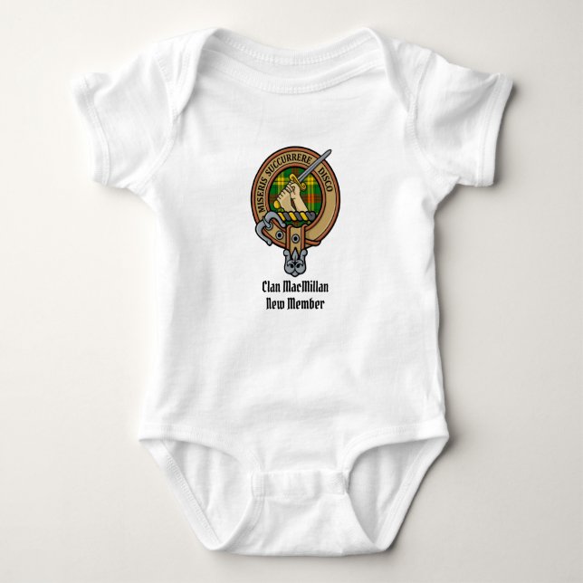 Clan MacMillan Crest over Tartan Baby Bodysuit (Front)