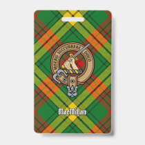 Clan MacMillan Crest over Tartan Badge