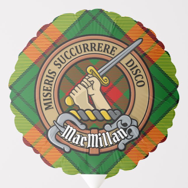 Clan MacMillan Crest over Tartan Balloon (Front)