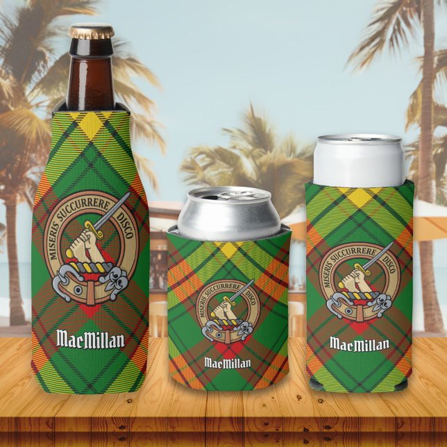 Clan MacMillan Crest over Tartan Bottle Cooler (Creator Uploaded)