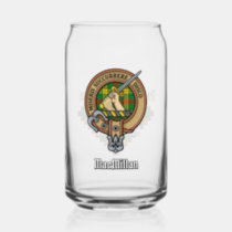 Clan MacMillan Crest over Tartan Can Glass