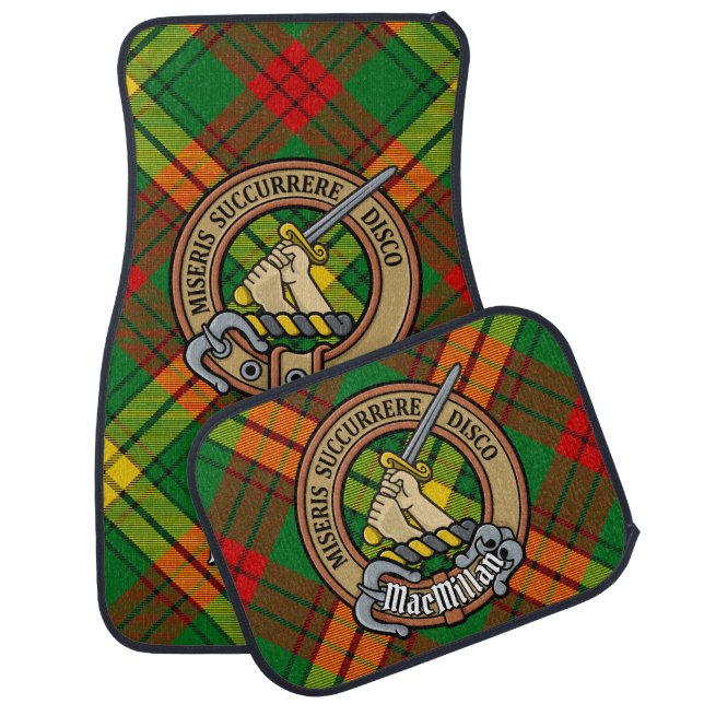 Clan MacMillan Crest over Tartan Car Floor Mat (Set)