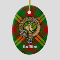 Clan MacMillan Crest over Tartan Ceramic Ornament
