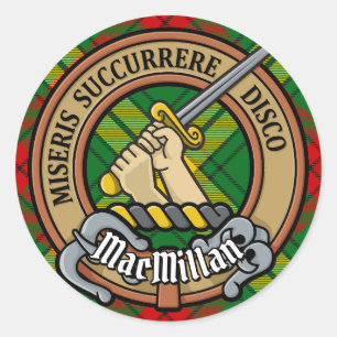 Clan MacMillan Crest over Tartan Classic Round Sticker