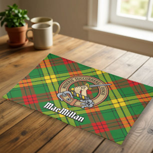Clan MacMillan Crest over Tartan Cloth Placemat