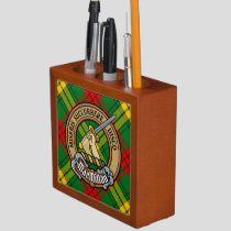 Clan MacMillan Crest over Tartan Desk Organizer