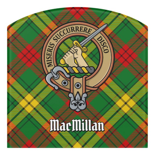 Clan MacMillan Crest over Tartan Door Sign (Contour Front)