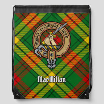 Clan MacMillan Crest over Tartan Drawstring Bag