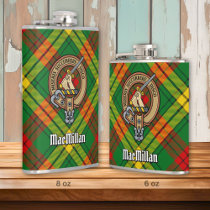Clan MacMillan Crest over Tartan Flask