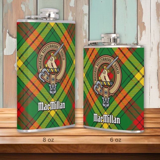 Clan MacMillan Crest over Tartan Flask (Creator Uploaded)