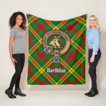 Clan MacMillan Crest over Tartan Fleece Blanket