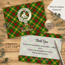 Clan MacMillan Crest over Tartan Foil Invitation Postcard