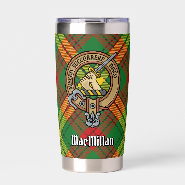 Clan MacMillan Crest over Tartan Insulated Tumbler (Front)