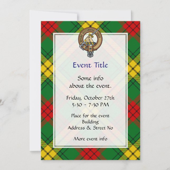 Clan MacMillan Crest over Tartan Invitation (Front)