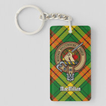 Clan MacMillan Crest over Tartan Keychain