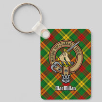 Clan MacMillan Crest over Tartan Keychain