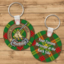 Clan MacMillan Crest over Tartan Keychain