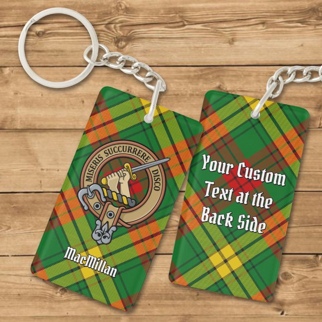 Clan MacMillan Crest over Tartan Keychain (Creator Uploaded)