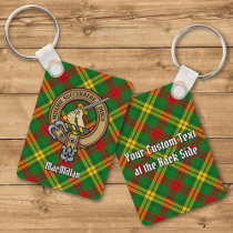 Clan MacMillan Crest over Tartan Keychain