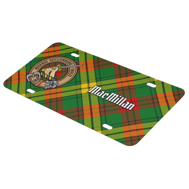 Clan MacMillan Crest over Tartan License Plate (Side)
