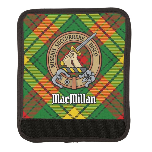 Clan MacMillan Crest over Tartan Luggage Handle Wrap (Front)