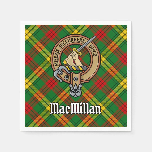 Clan MacMillan Crest over Tartan Napkins (Front)