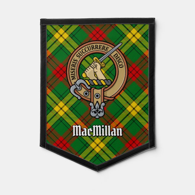 Clan MacMillan Crest over Tartan Pennant (Front)