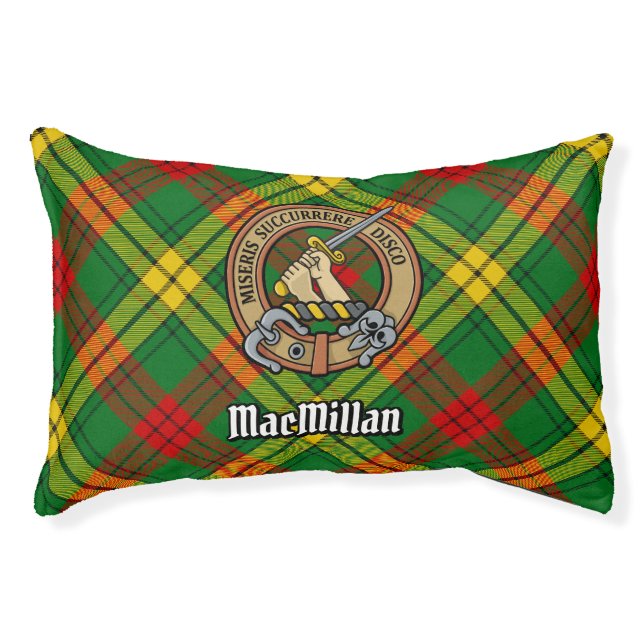 Clan MacMillan Crest over Tartan Pet Bed (Front)