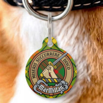 Clan MacMillan Crest over Tartan Pet ID Tag
