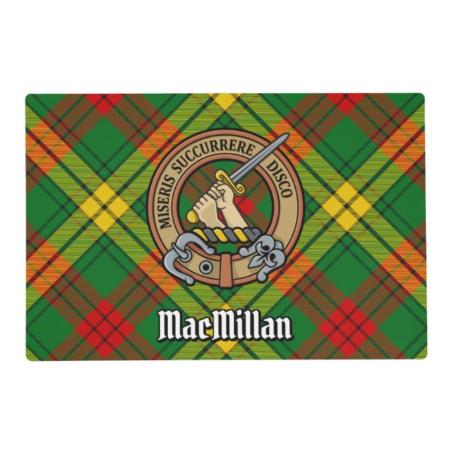 Clan MacMillan Crest over Tartan Placemat (Front)