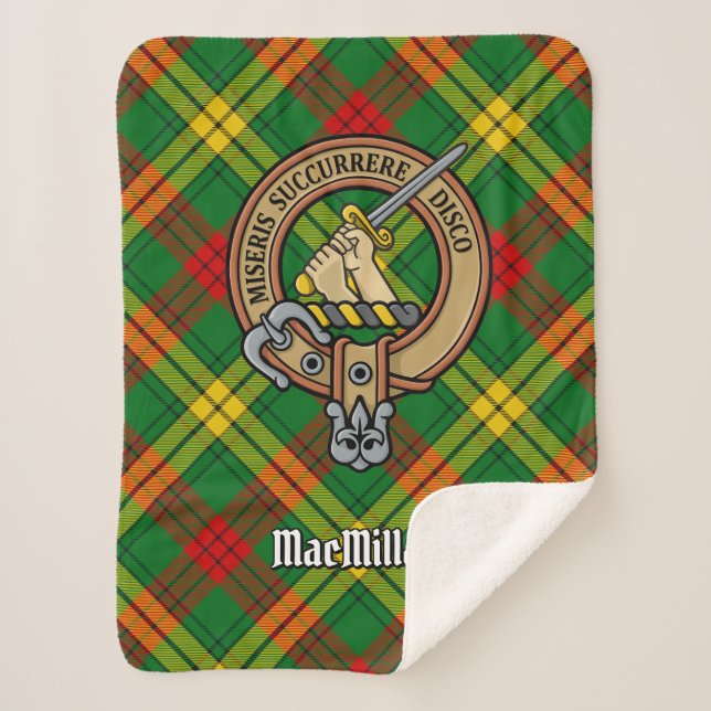 Clan MacMillan Crest over Tartan Sherpa Blanket (Front)