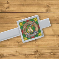 Clan MacMillan Crest over Tartan Silver Finish Tie Bar