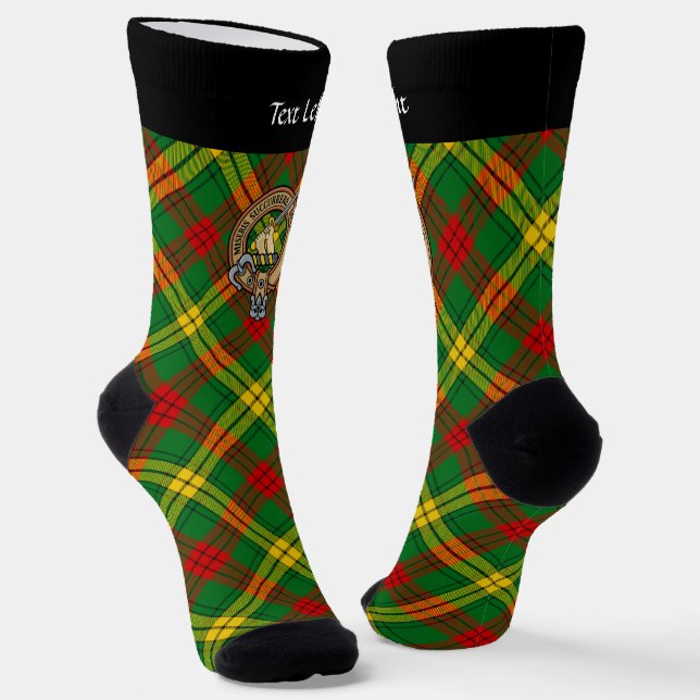 Clan MacMillan Crest over Tartan Socks (Angled)