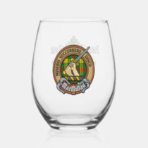 Clan MacMillan Crest over Tartan Stemless Wine Glass